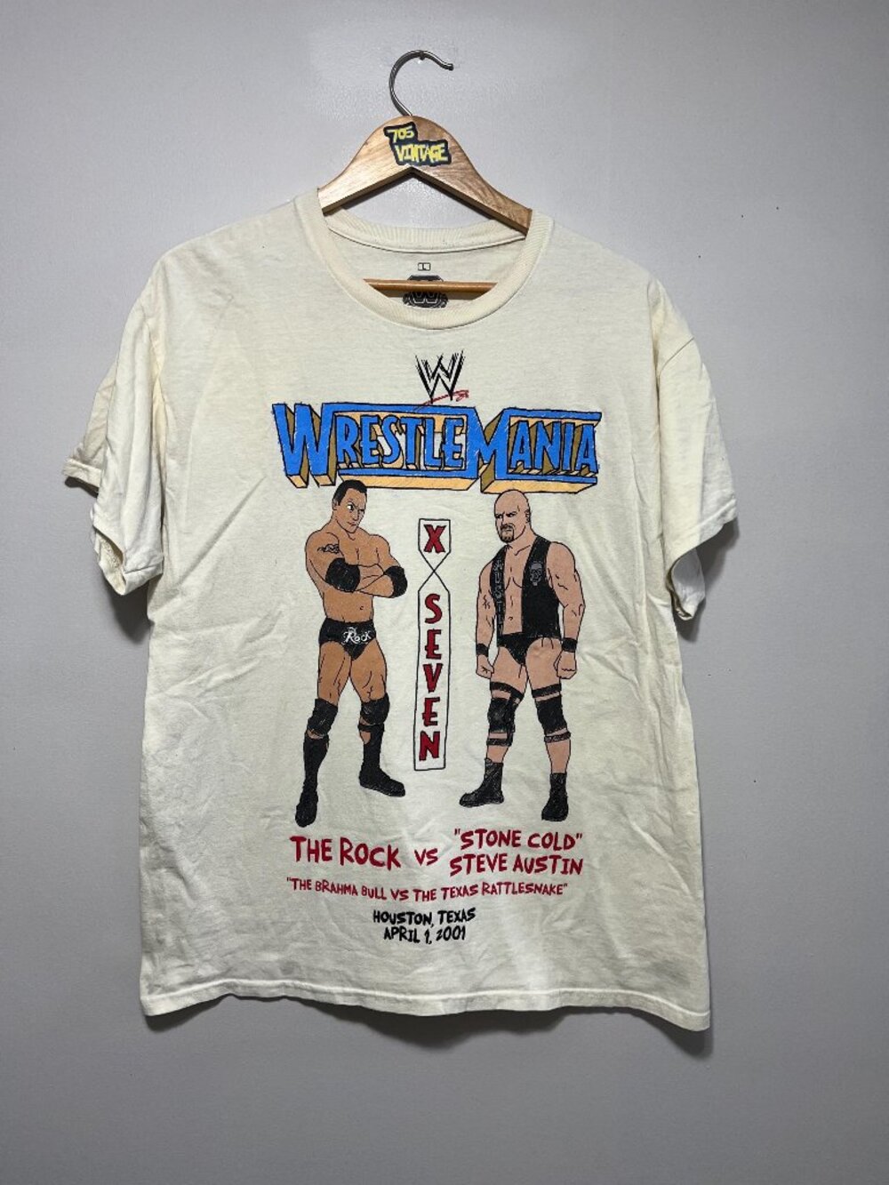 Vintage The Rock Stone Cold WWE Wrestle Mania Tshirt